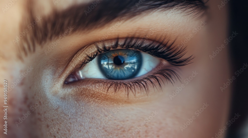 Close-up of a human eye showcasing vibrant blue color and intricate details. Close-up of a human eye showcasing vibrant blue color and intricate details.