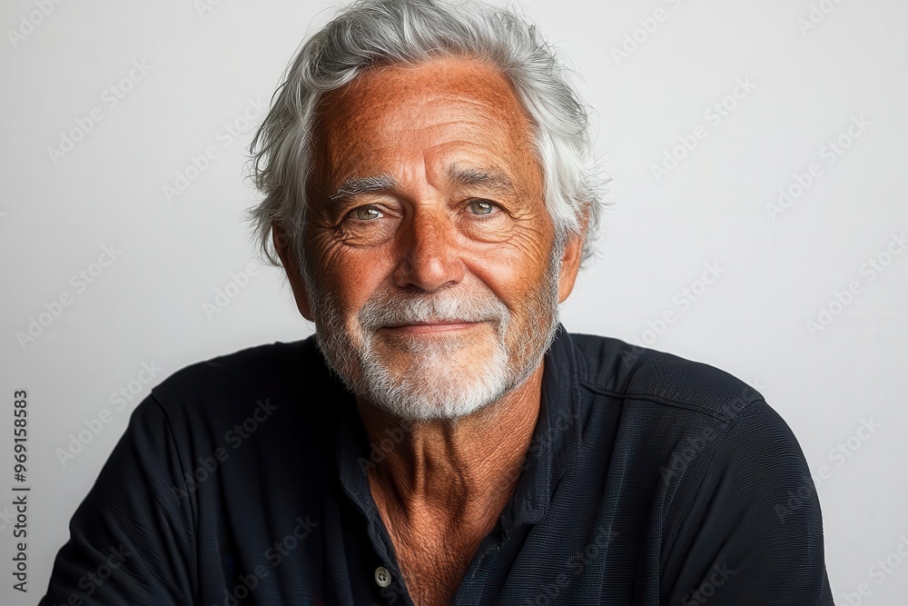 charismatic silverhaired senior man with warm smile and twinkling eyes exuding vitality and wisdom against clean white background embodying positive aging charismatic silverhaired senior man with warm smile and twinkling eyes exuding vitality and wisdom against clean white background embodying positive aging