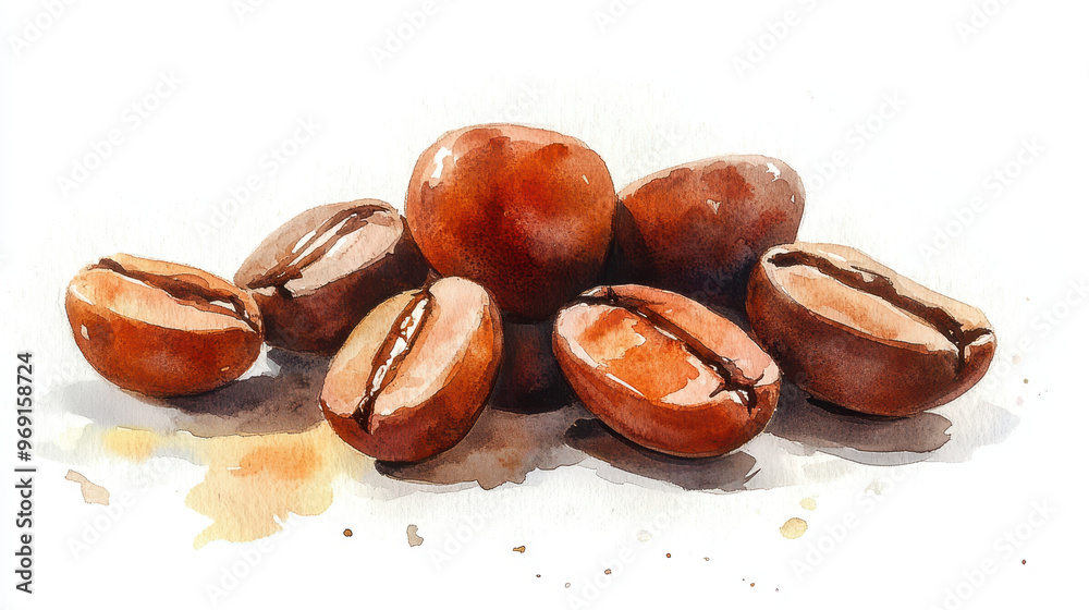 A handful of coffee beans painted with creative touch, showcasing their rich brown color and unique textures. This artistic representation captures essence of coffees warmth and aroma A handful of coffee beans painted with creative touch, showcasing their rich brown color and unique textures. This artistic representation captures essence of coffees warmth and aroma
