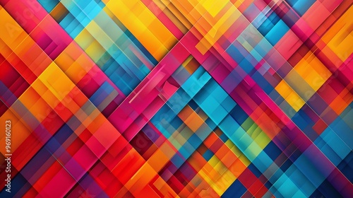 unique artistic illustration featuring vibrant colors and dynamic lines that create a playful geometric design in a colorful abstract background