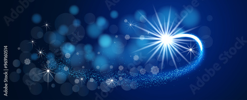  Christmas Blue Background With Bright Star