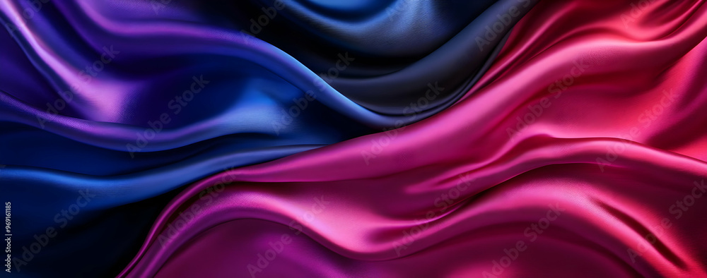Elegant wave patterns of rich fabric showcasing vibrant shades of purple and pink, perfect for backgrounds and designs. Elegant wave patterns of rich fabric showcasing vibrant shades of purple and pink, perfect for backgrounds and designs.