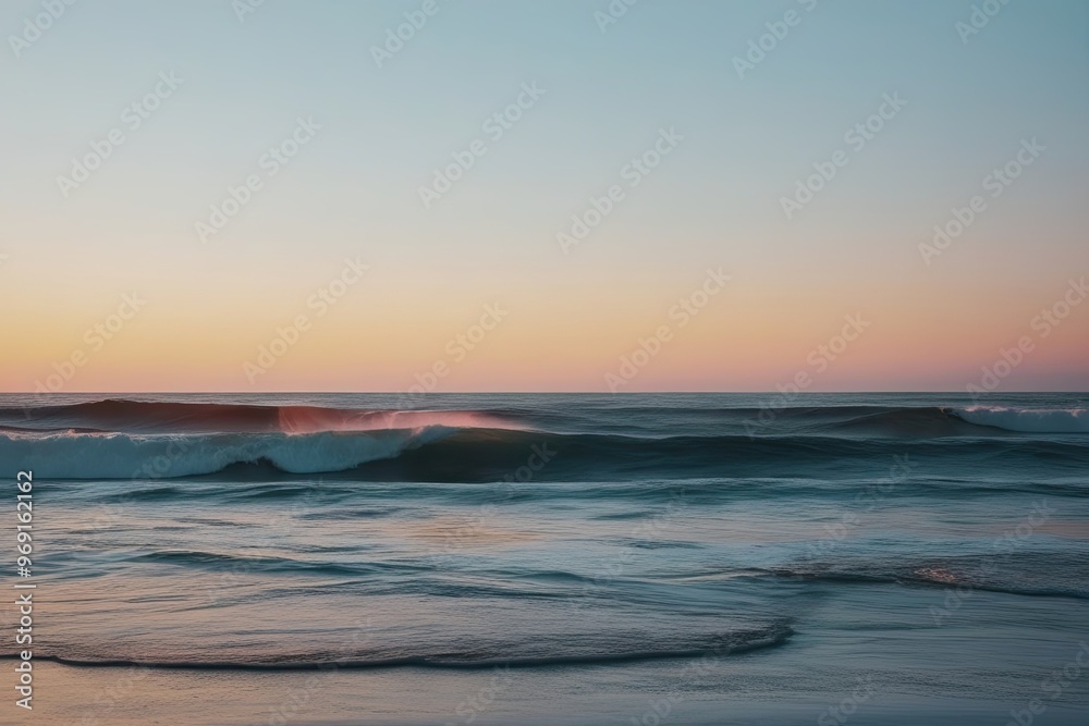 Fototapeta premium Golden Hour Ocean Waves Color Blend Effect on White Background