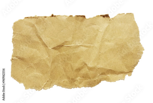 Crumpled, tattered torn scrap of old paper for headline, text, note