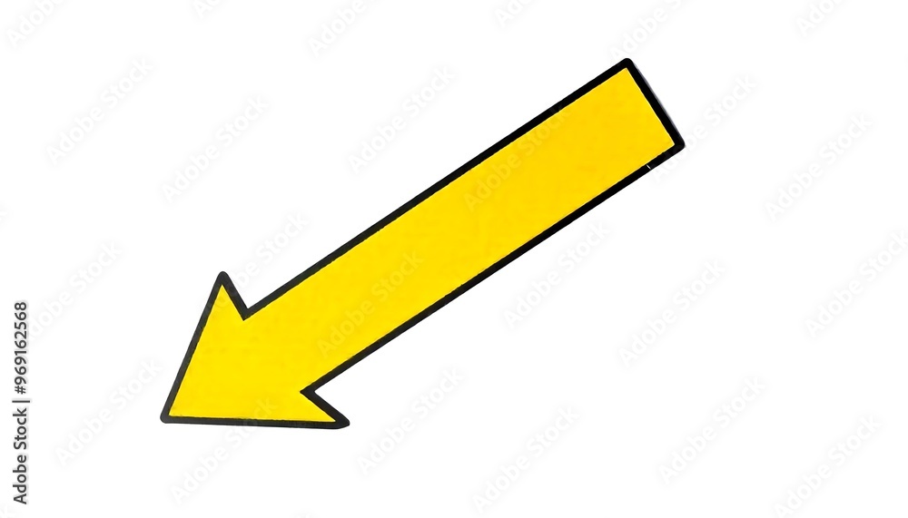 Yellow arrow pointing diagonal on a white background Yellow arrow pointing diagonal on a white background