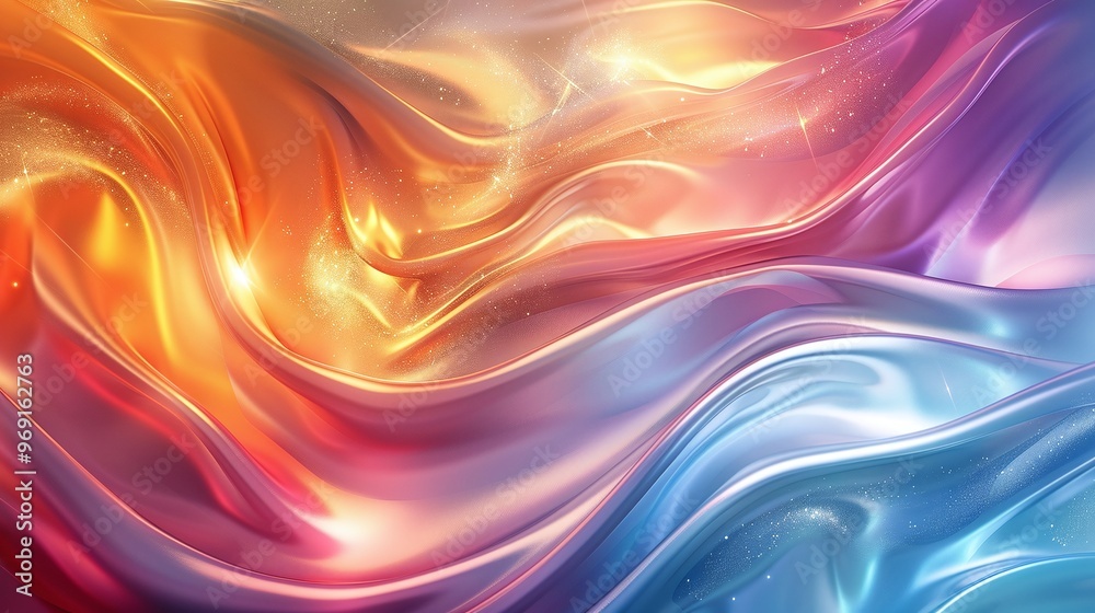 Obraz premium innovative design of an abstract colorful metallic wavy background featuring dynamic shapes and bold hues, perfect for modern digital art