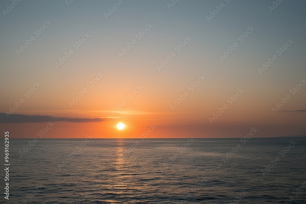 Stunning Sunset Over the Ocean Isolated on White Background Featuring Scenic Horizon and Serene Waters Stunning Sunset Over the Ocean Isolated on White Background Featuring Scenic Horizon and Serene Waters