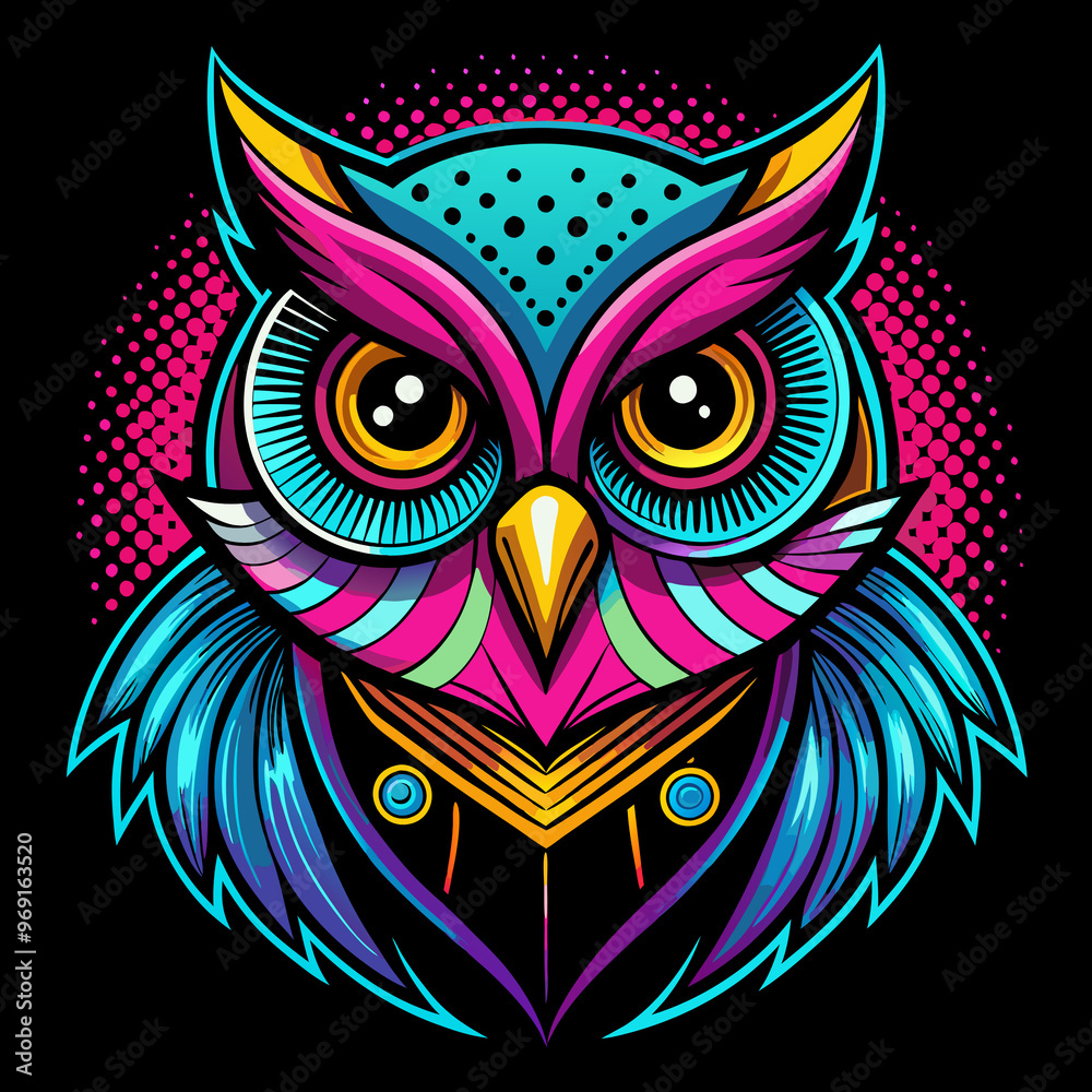 Futurist owl print in metallic color Futurist owl print in metallic color