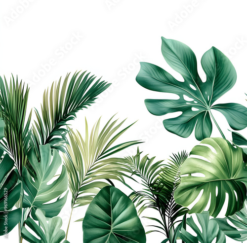 Wallpaper Mural tropical greenery on a plain white background Torontodigital.ca