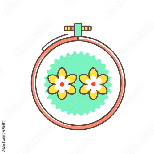 Embroidery Hoop Icon in Bright Colors for Creative Needlework
