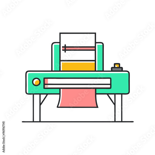 Printing Press Icon in Bright Colors for Crafting and Design
