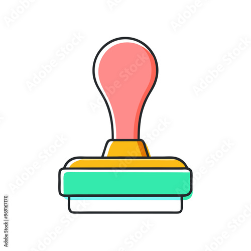 Rubber Stamp Icon in Bright Colors for Crafting and Design 