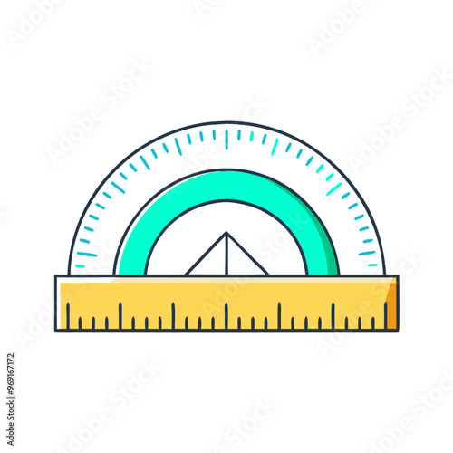 Protractor Icon in Bright Colors for Geometry and Design
