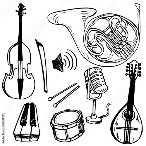 Music and instruments - vector illustration set