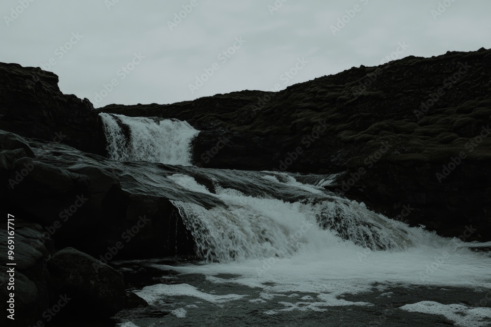 Fototapeta premium An island landscape with majestic skies and an eerie atmosphere.