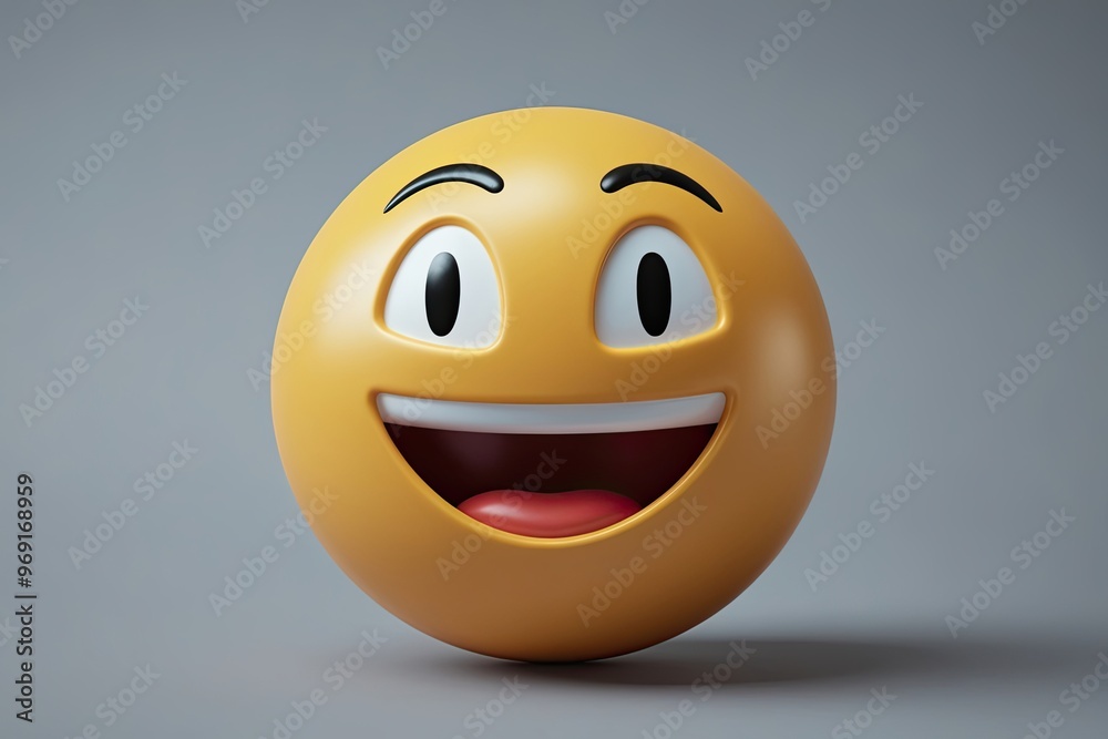 Fototapeta premium Three Dimensional Positive Emoticon with Uplifting Expression