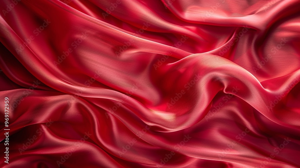 Fototapeta premium red satin silky fabric background perfect for showcasing the elegance, softness, and luxurious texture of stylish fashion cloth