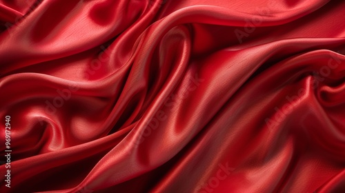 shiny red satin fabric background with a soft, silky texture ideal for capturing the luxury and flow of glamorous textile materials