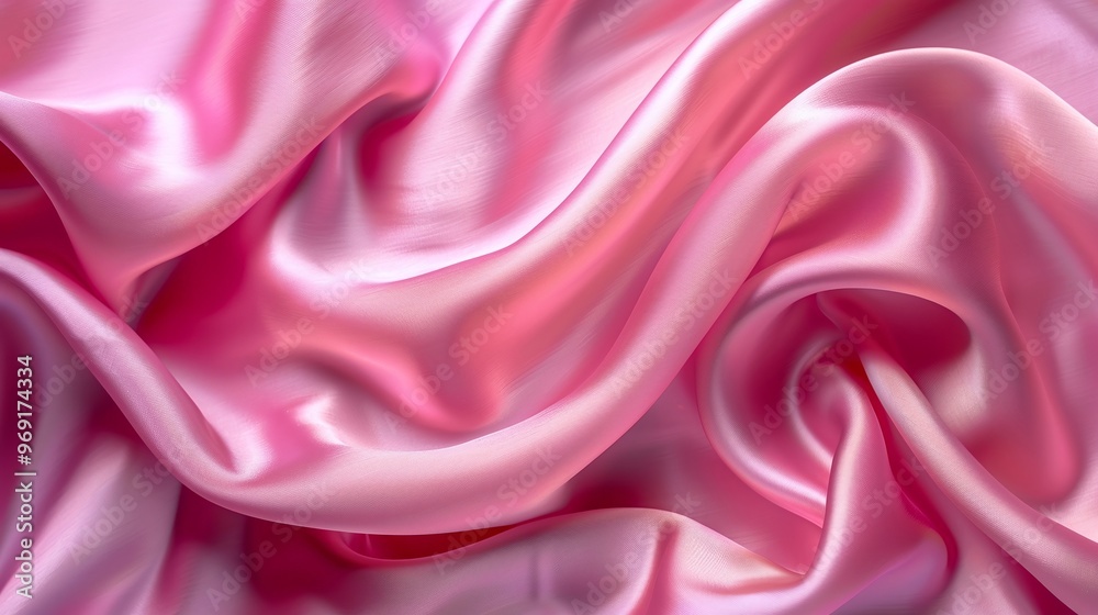 Obraz premium glossy pink silk satin fabric background perfect for showcasing luxury material and elegant softness in fashion and textile illustrations