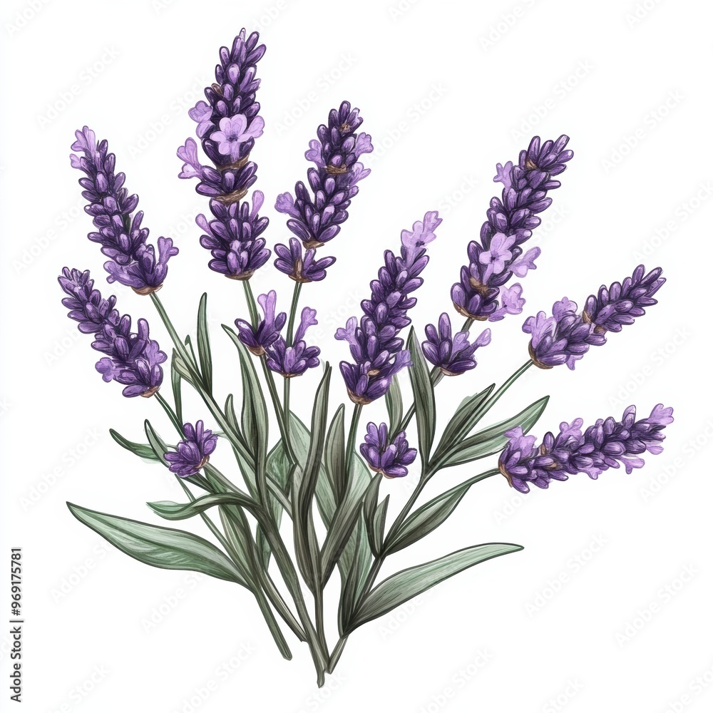 Fototapeta premium Vibrant Lavender Bouquet Against White Background