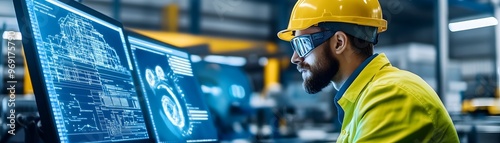 Industrial Worker Examining...