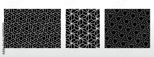 Geometric set of seamless black and white patterns. Simple vector graphics.