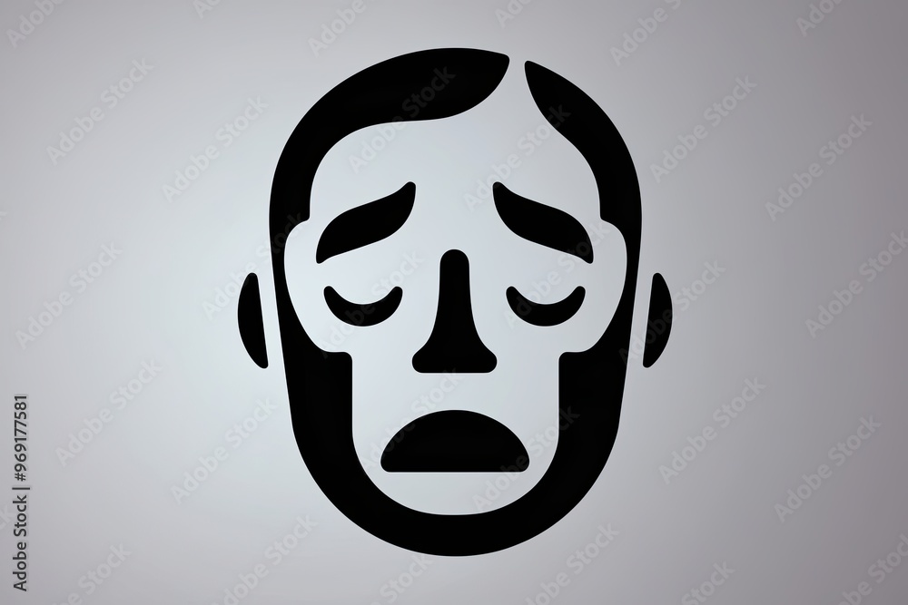 Fototapeta premium 3D Fear Expression Icon with Clean Design and Overwhelmed Face Representation
