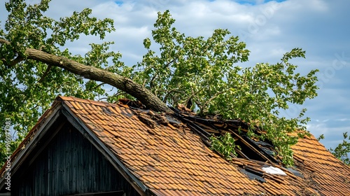 Tree Branch Crashed Through Roof of House After Storm