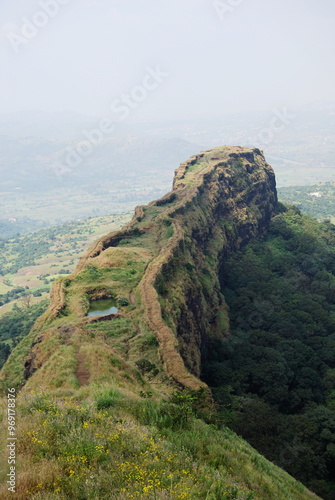 Vinchu Kata (Scorpion's tail) bastion at fort Lohagad, Malavali, Maharashtra. photo