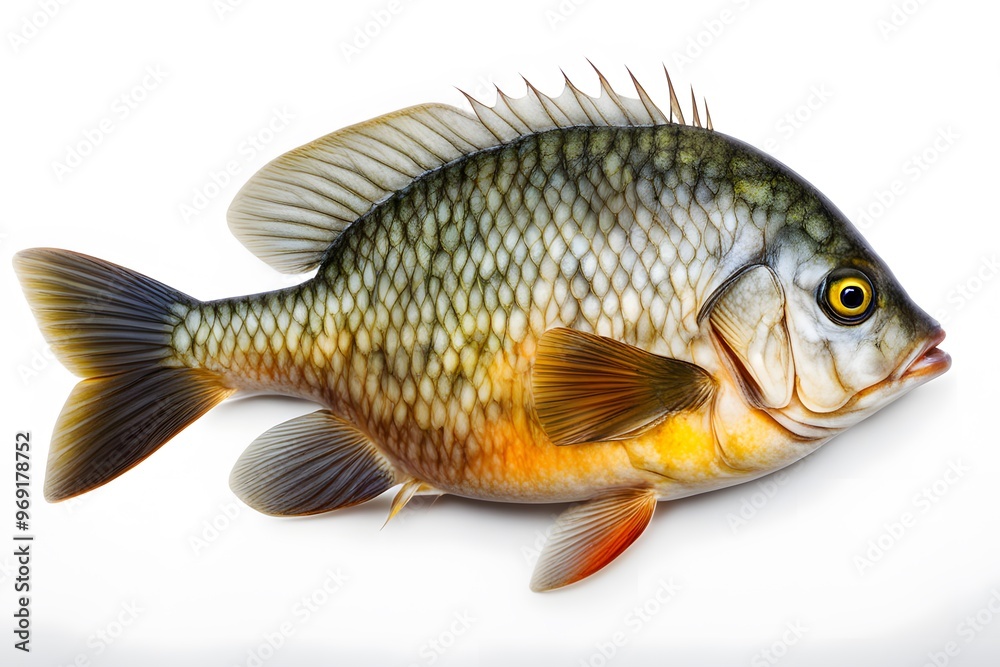 Fototapeta premium Bluegill fish on white background, Ai Generated