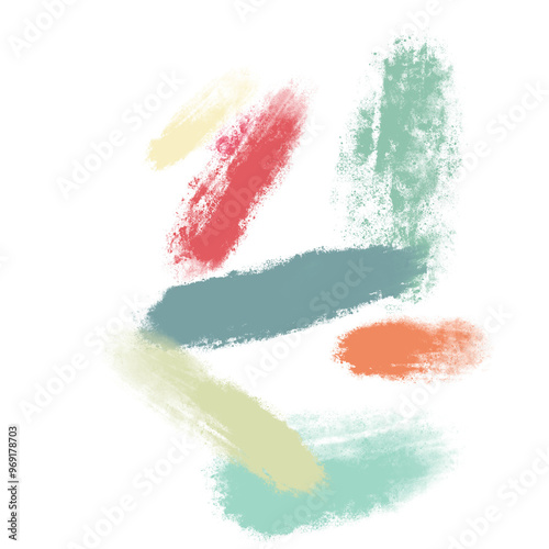 Vintage green, red, orange, yellow brushstroke stains