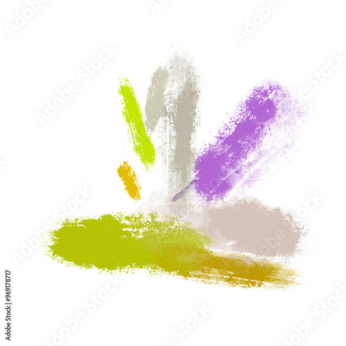 Vintage yellow, grey and purple brushstroke stains