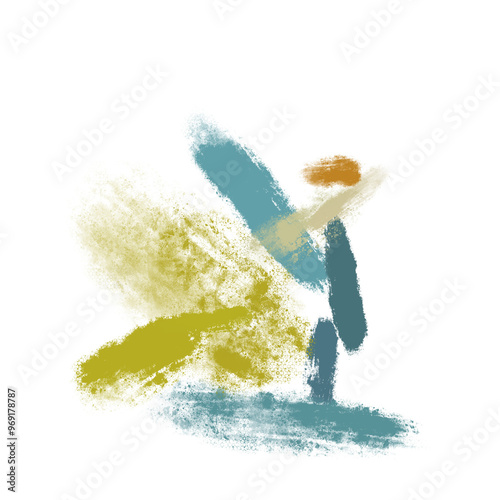 Vintage blue and yellow brushstroke stains