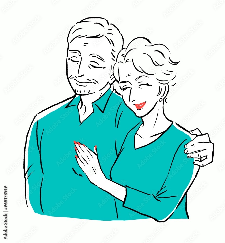 This illustration depicts a friendly elderly couple. This illustration depicts a friendly elderly couple.