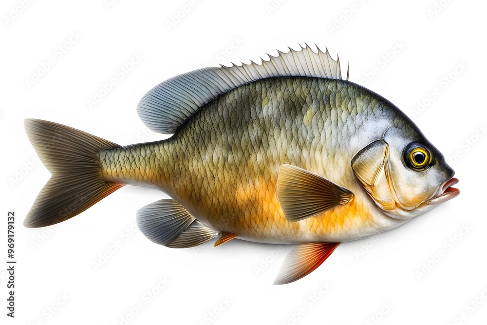 Bluegill fish on white background, Ai Generated Bluegill fish on white background, Ai Generated