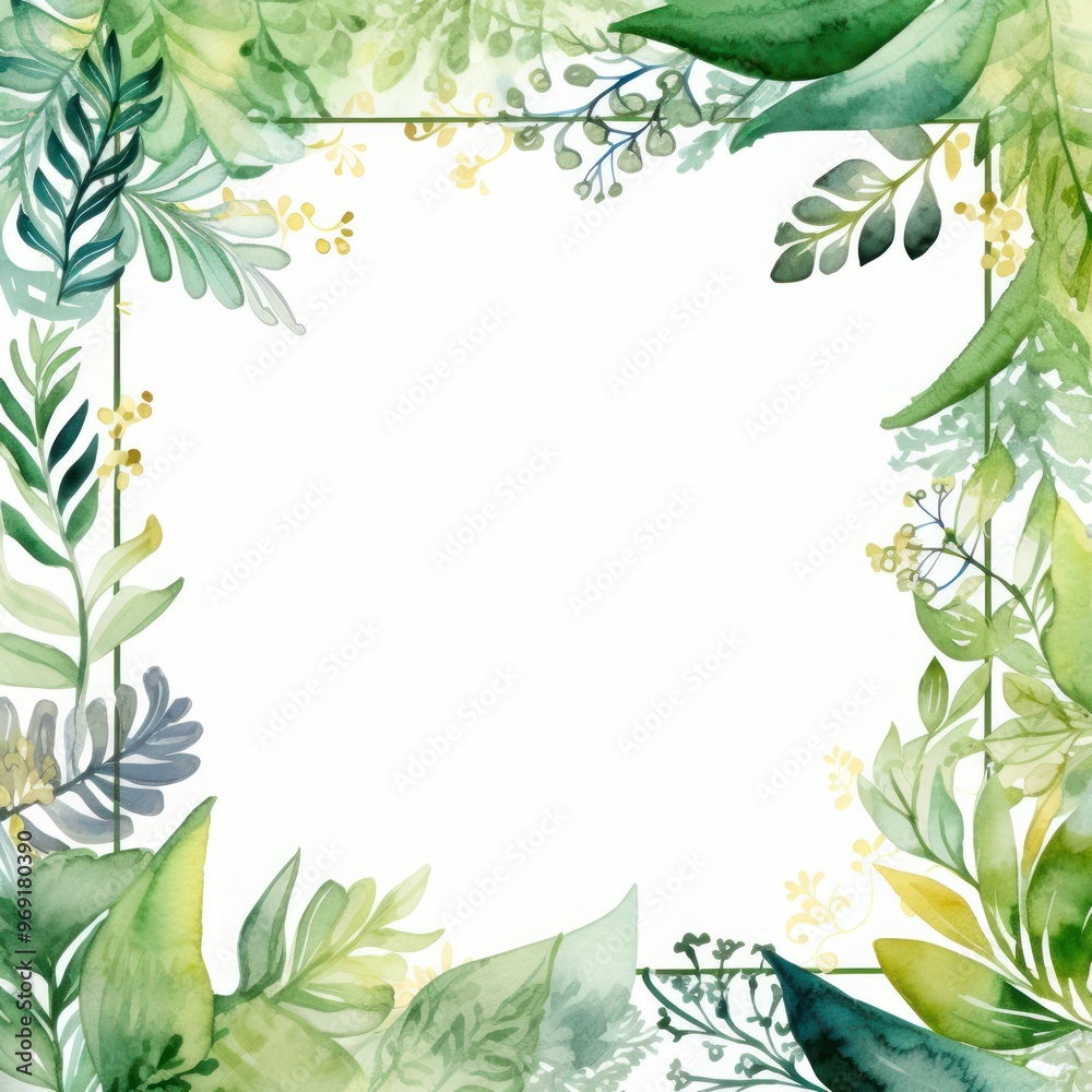 Botanical elegance. Leaves and flowers frame on white background. Invitations and greeting cards. Copy space Botanical elegance. Leaves and flowers frame on white background. Invitations and greeting cards. Copy space