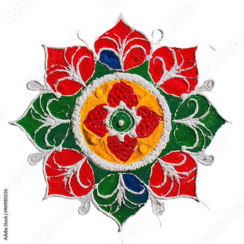 Happy Diwali with Rangoli on transparent background, Generative ai. photo