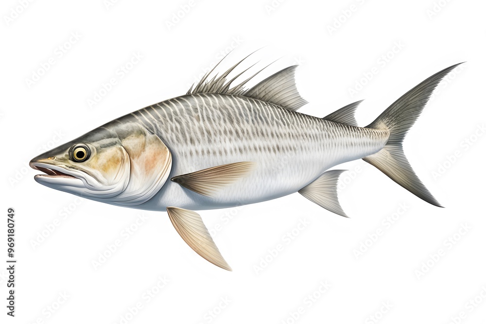Bonefish fish on white background, Ai Generated Bonefish fish on white background, Ai Generated