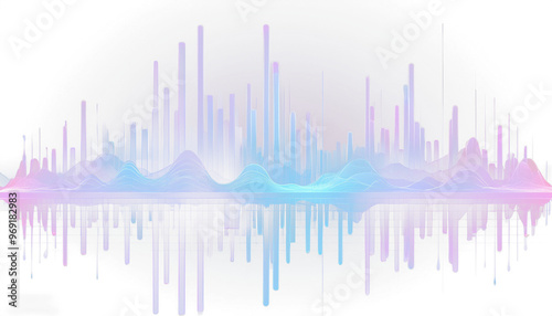 Relaxing Sound Wave Equalizer Design with Blue and Purple Colors Isolated on Transparent Background