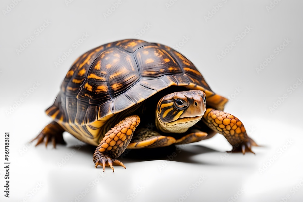 Fototapeta premium Box turtle on white background, Ai Generated