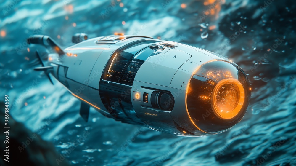 Futuristic AI-controlled underwater drones exploring oceans for scientific data and research Futuristic AI-controlled underwater drones exploring oceans for scientific data and research