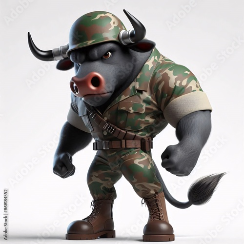 Animals in military clothes on a white background photo