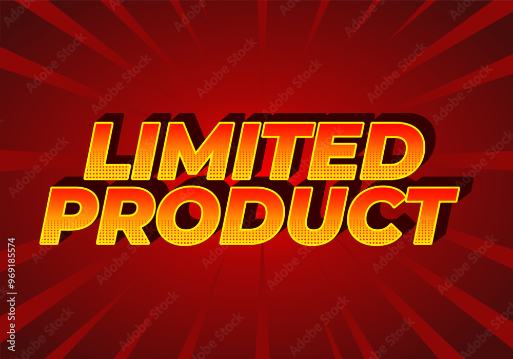Limited product. Text effect in 3D style in yellow red colors Limited product. Text effect in 3D style in yellow red colors