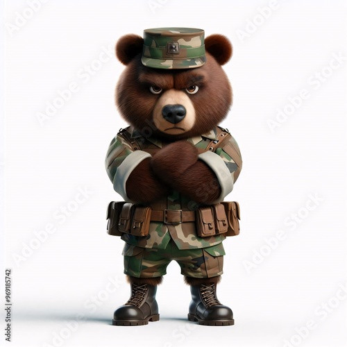 Animals in military clothes on a white background photo