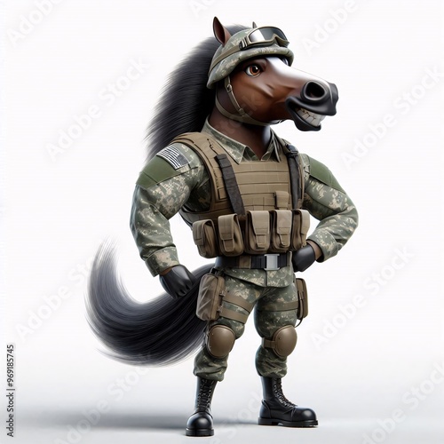 Animals in military clothes on a white background photo