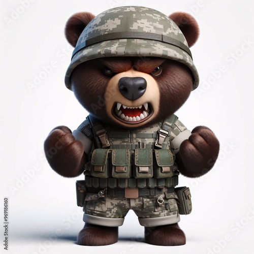 Animals in military clothes on a white background photo