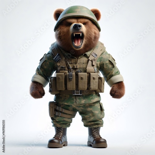 Animals in military clothes on a white background photo