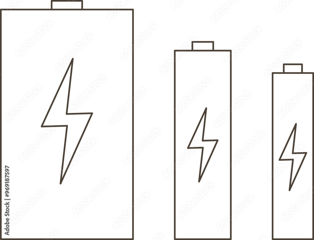 電池の種類を描いたイラスト