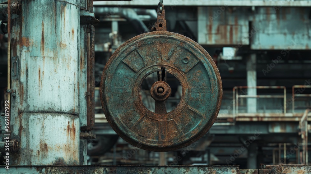 Deteriorated Alarm Gong in Abandoned Industrial Setting Deteriorated Alarm Gong in Abandoned Industrial Setting