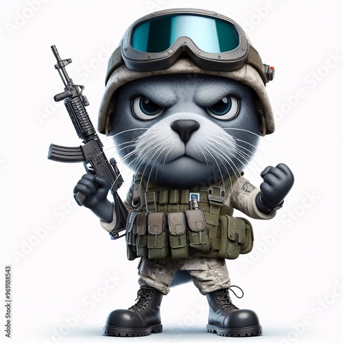 Animals in military clothes on a white background photo